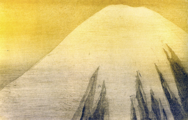 しろう絵『黄富士』：絵師アオキシロウ／世田谷美術館出展作品：銅版画 　